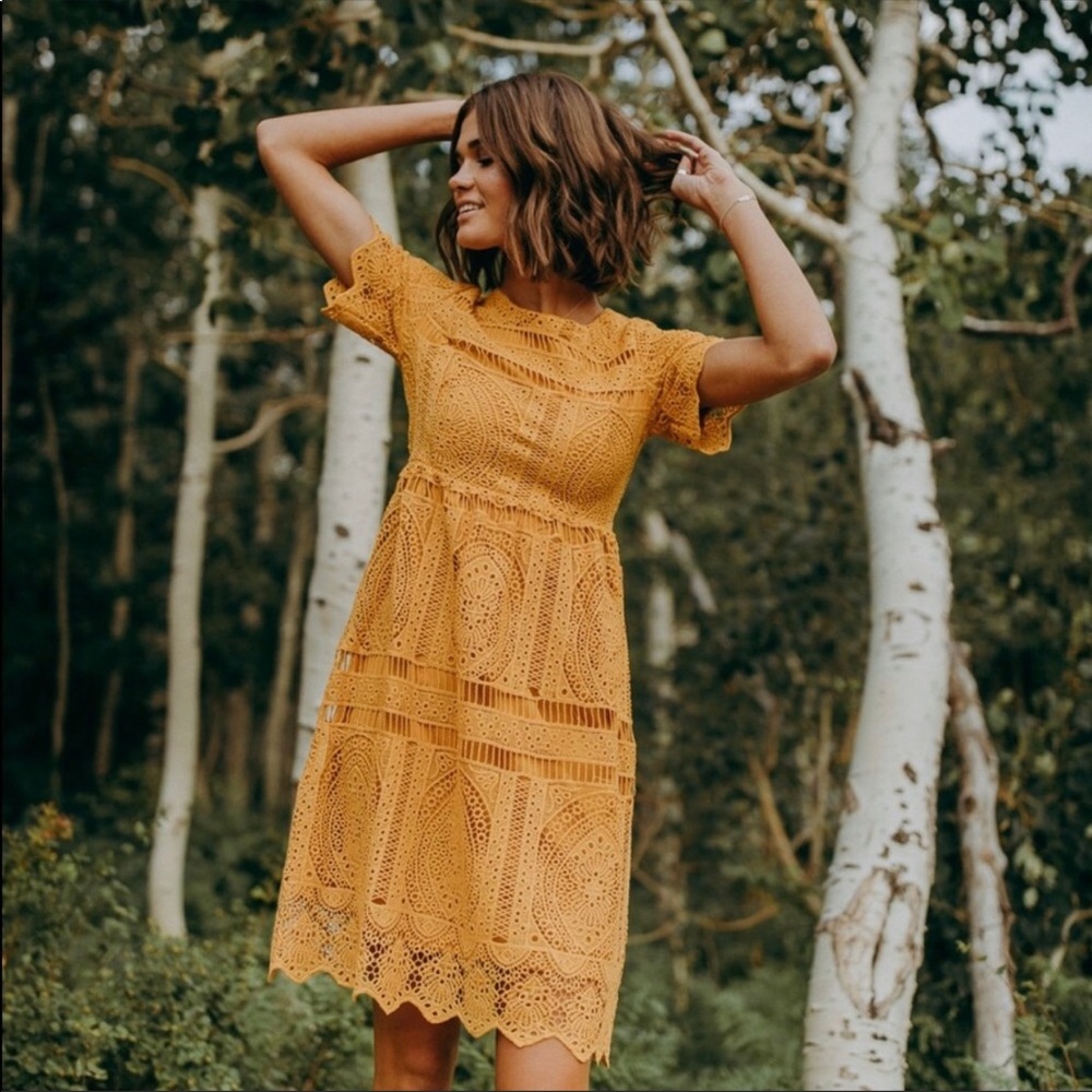 Dark Yellow Lace Dress